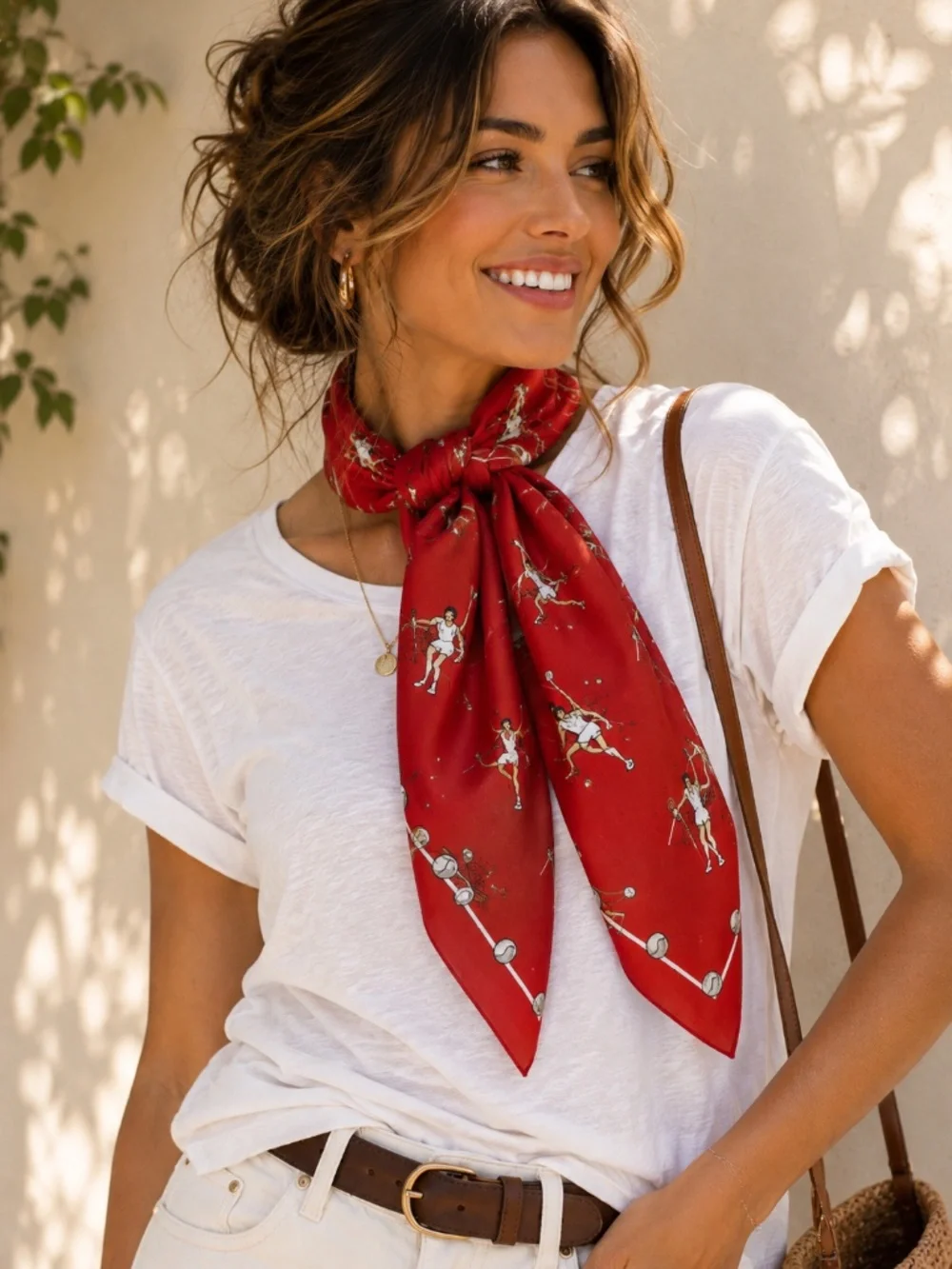 Vintage Echo Tennis Silk Scarf | Country Club Preppy Tennis Motif Chic Glam
